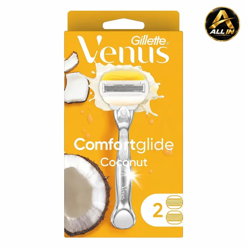 شفرة حلاقة نسائية 5 شفرات مع 2 رؤوس Gillette Venus Comfortglide Coconut + Olay Razor