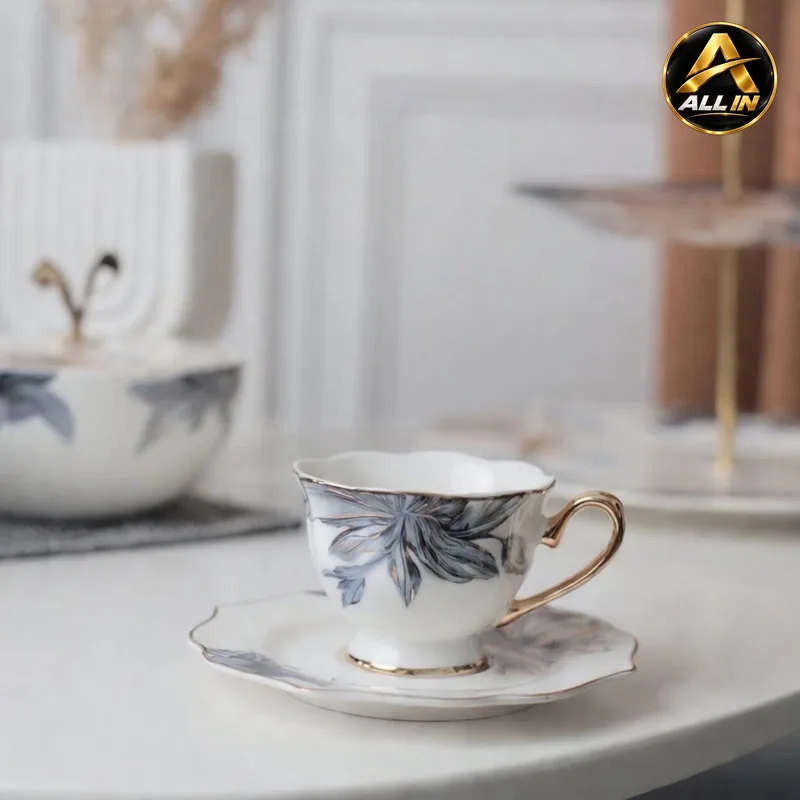 طقم فناجين قهوة 6+6 بورسلان TW-02