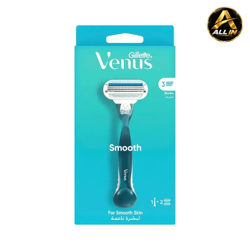 شفرة حلاقة نسائية 3 شفرات مع 2 رؤوس Gillette Venus Smooth Razor
