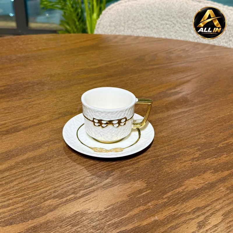 طقم فناجين قهوة 6+6 بورسلان 2246W-2 + L2