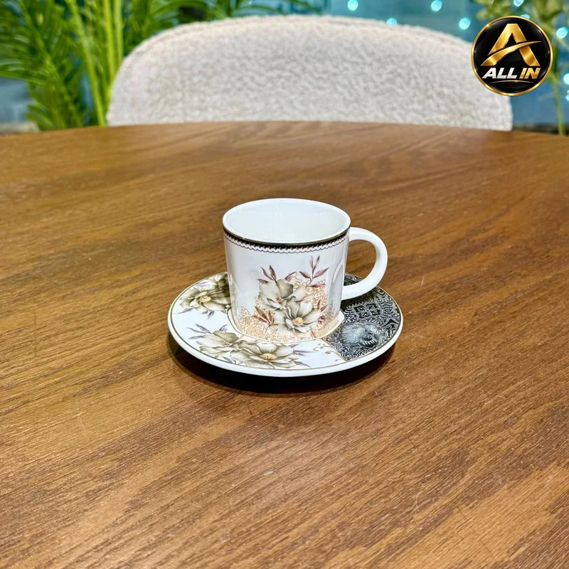 طقم فناجين قهوة 6+6 بورسلان MX241299