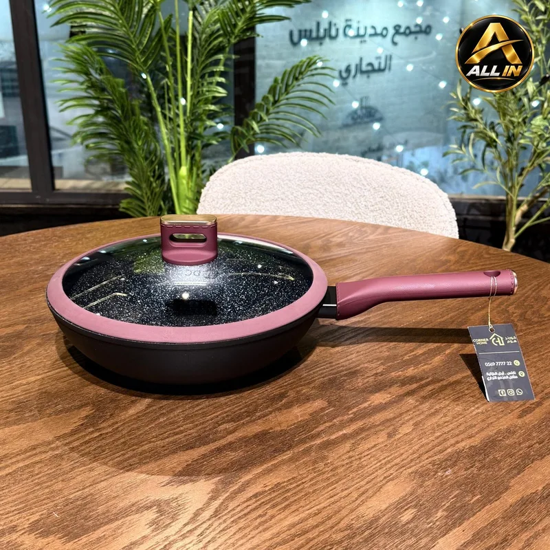 مقلاة مع غطاء اسود ونهدي 28 سم ADC-2206