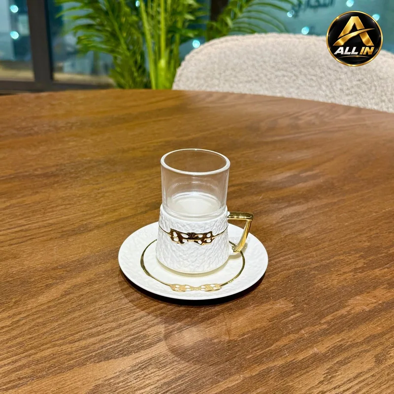 طقم كاسات شاي 6+6 زجاج 2246W-1 + L1