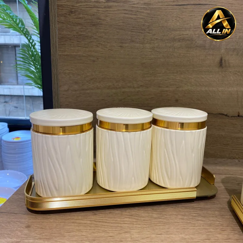 طقم علب بهار 3 مع صينية AMBER 2318ADC11