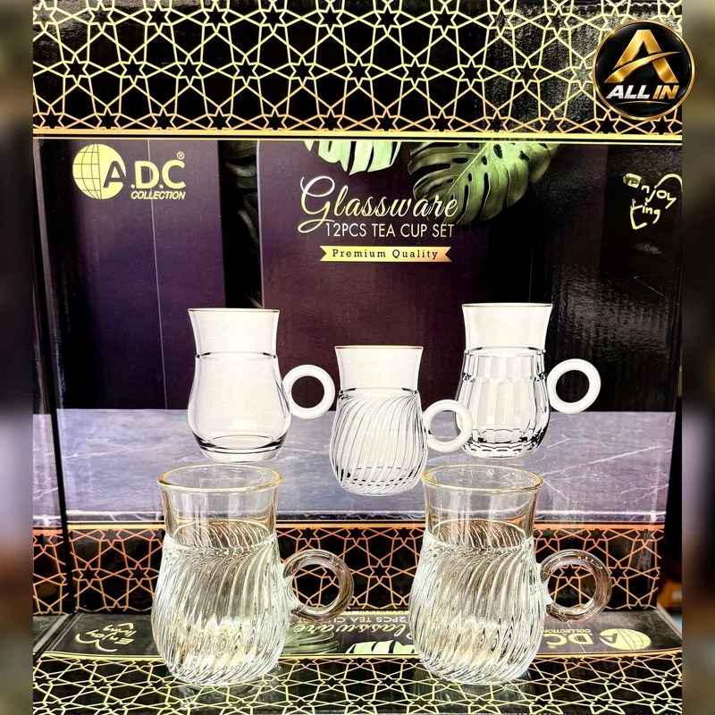 طقم كاسات شاي 12 جرة زجاج مجدل ADC0513