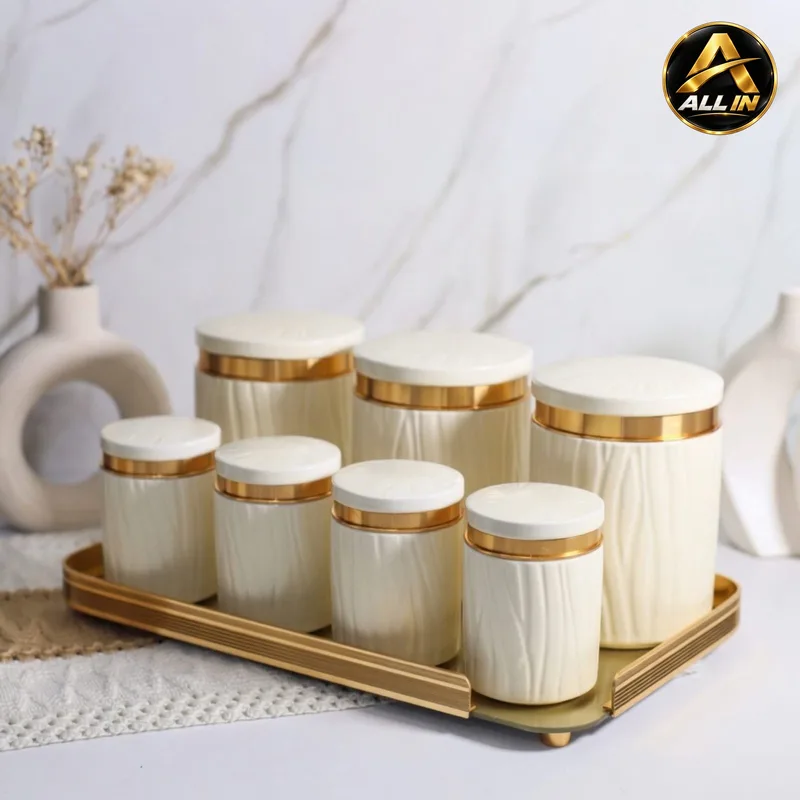 طقم علب بهار 7 مع صينية AMBER 2318ADC10