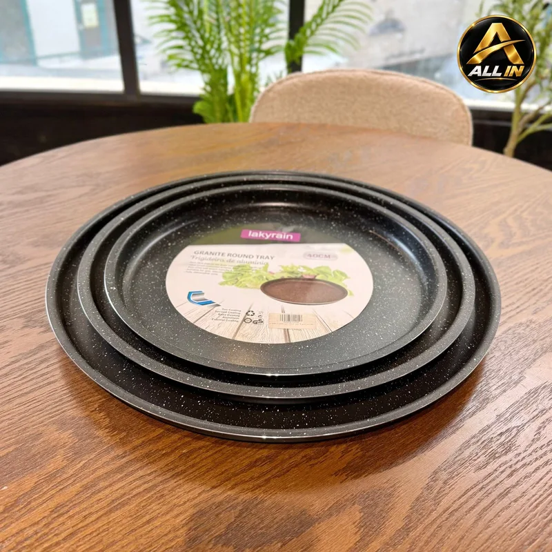 طقم سدر شوي 3 مدور جرانيت اسود AW-7-2