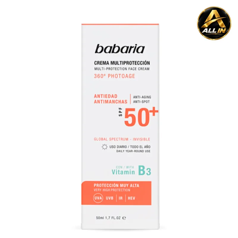 واقي شمس للوجه متعدد الحماية Babaria Facial Sun Cream Multiprotection 50 ML