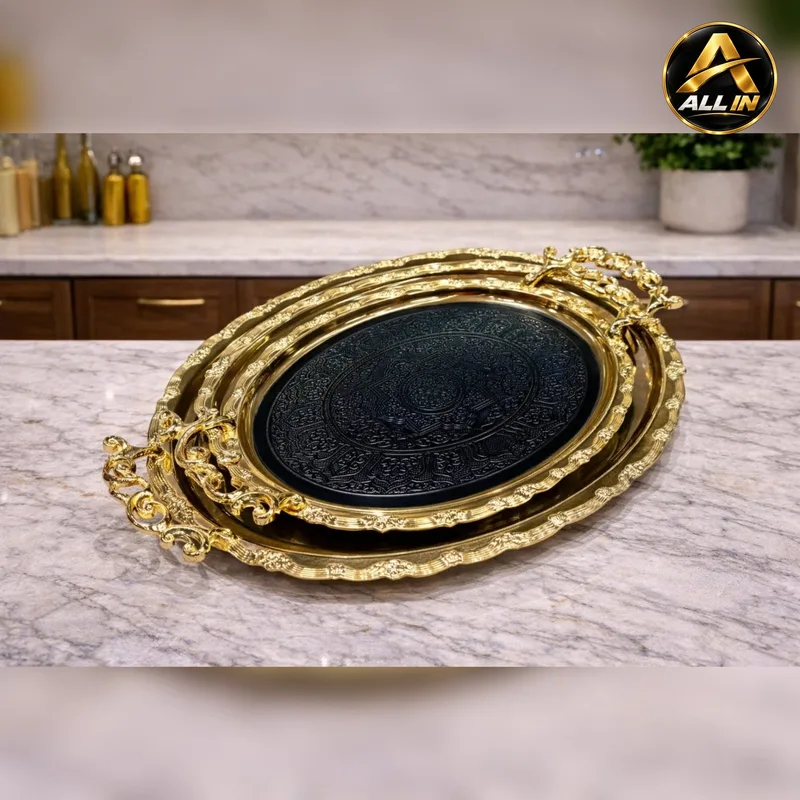 طقم صواني ضيافة 2 بيضاوي ADC24-K14