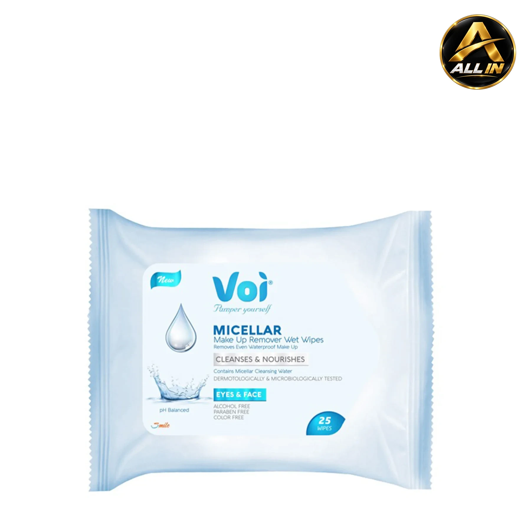 مناديل إزالة مكياج فوي 25 قطعة – VOI Make Up Wipes، صورة 1