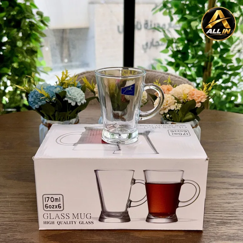 طقم كاسات شاي 6 شفاف S12-36