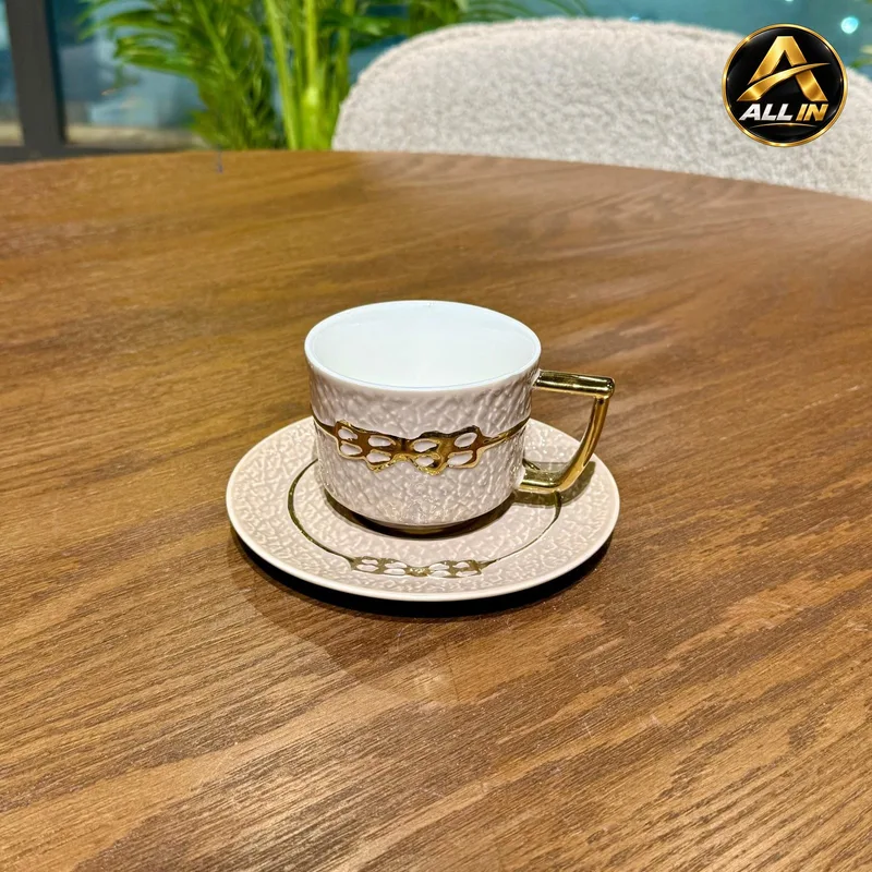 طقم كاسات شاي 6+6 بورسلان 2246W-3 +L3