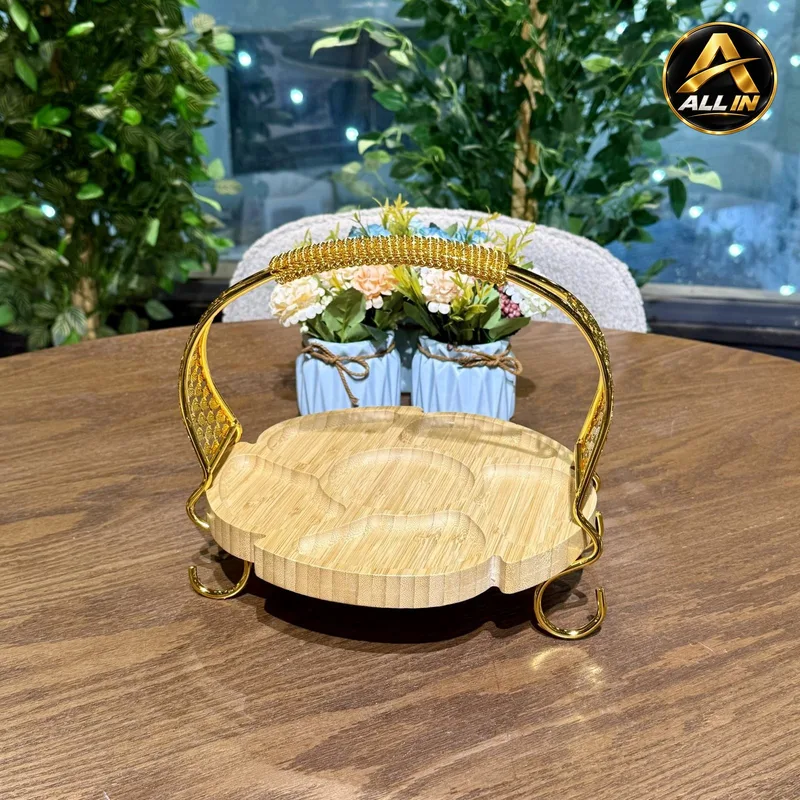 مضيفة بامبو مدورة وردة 25 سم S09-5