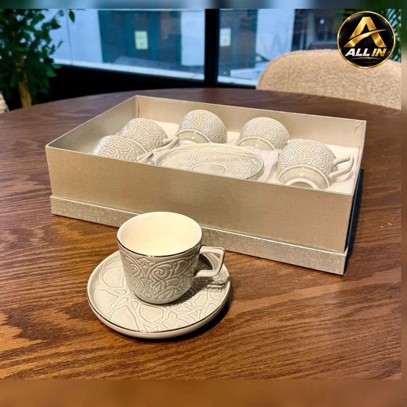 طقم كاسات شاي 6+6 بورسلان ملون ST101A