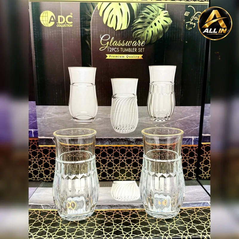 طقم كاسات عصير 12 جرة مضلع ADC0517