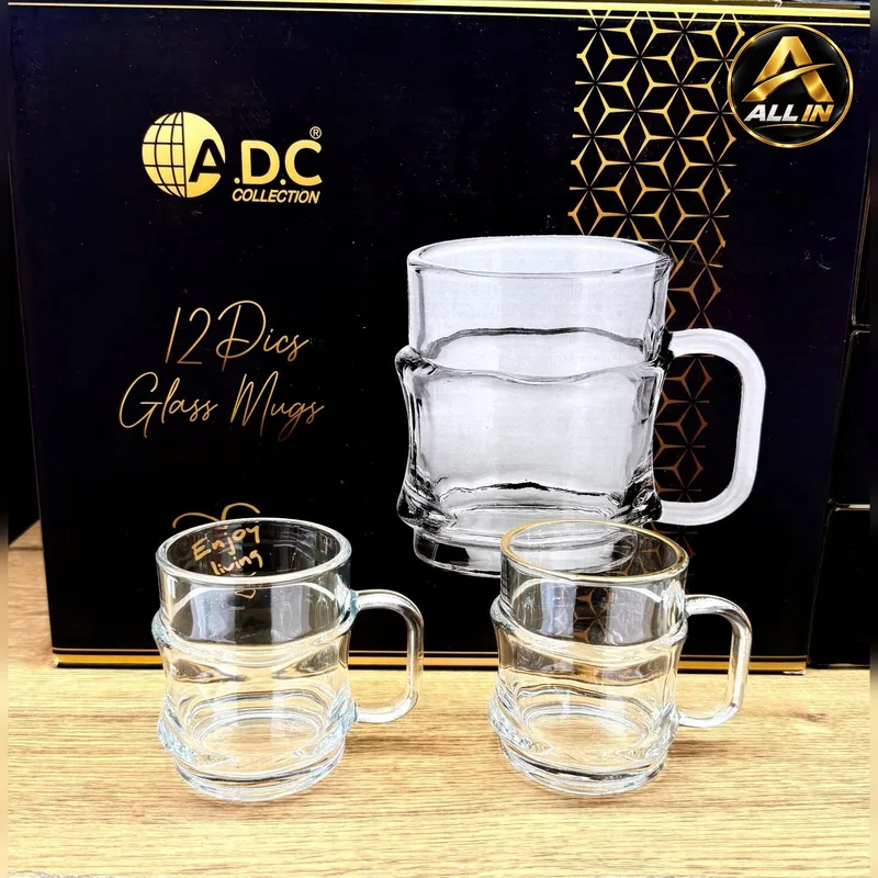 طقم كاسات شاي زجاج 12 شفاف ADC2031