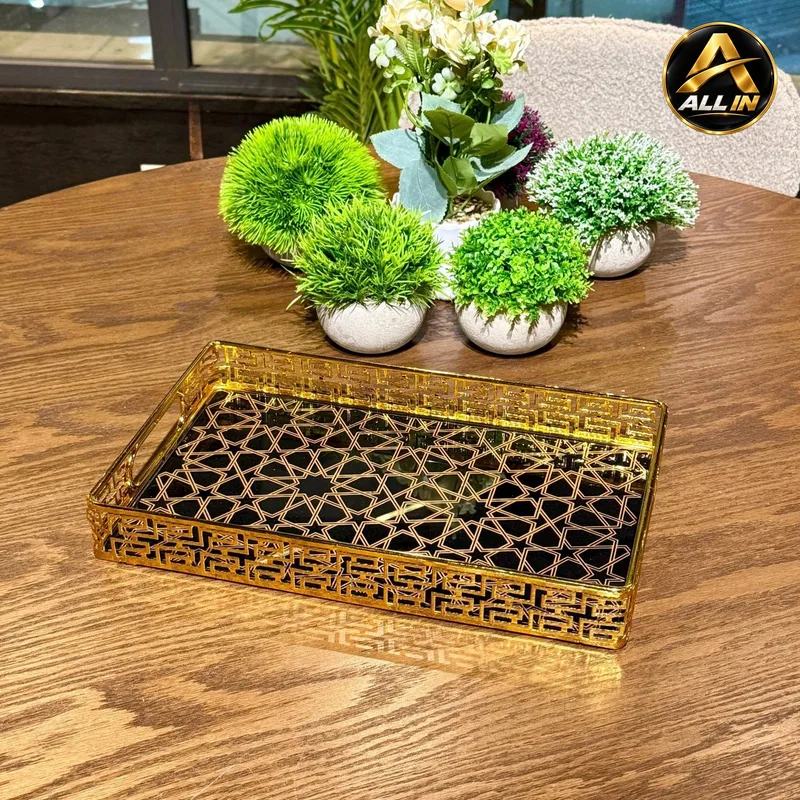 صينية ذهبي + اسود 35*22 سم S04-3