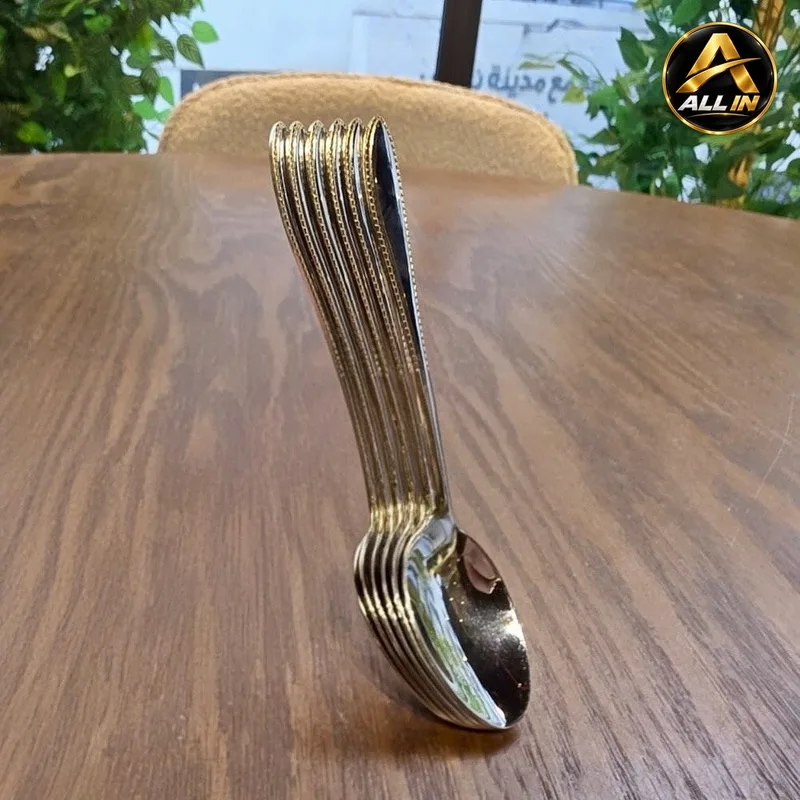 طقم معالق صغير 6 حز ذهبي S05-11
