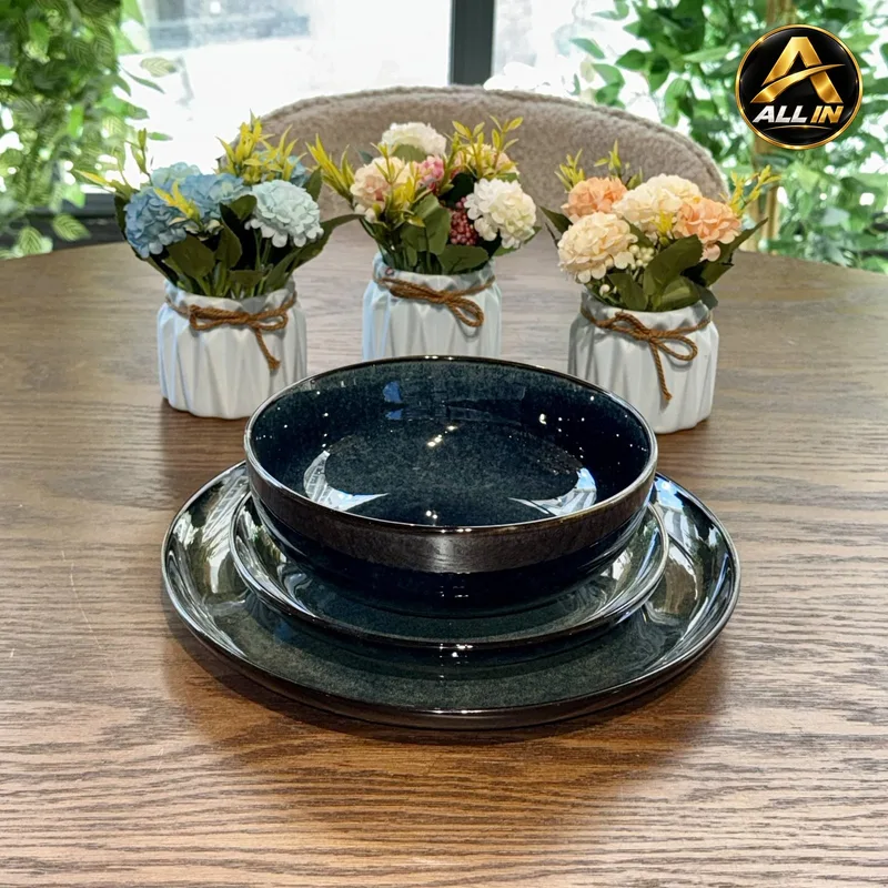 طقم صحون 18 قطعة بورسلان اخضر 7046